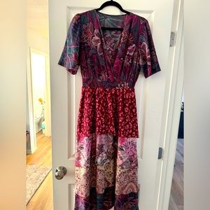 Gorgeous multi color v-neck maxi dress